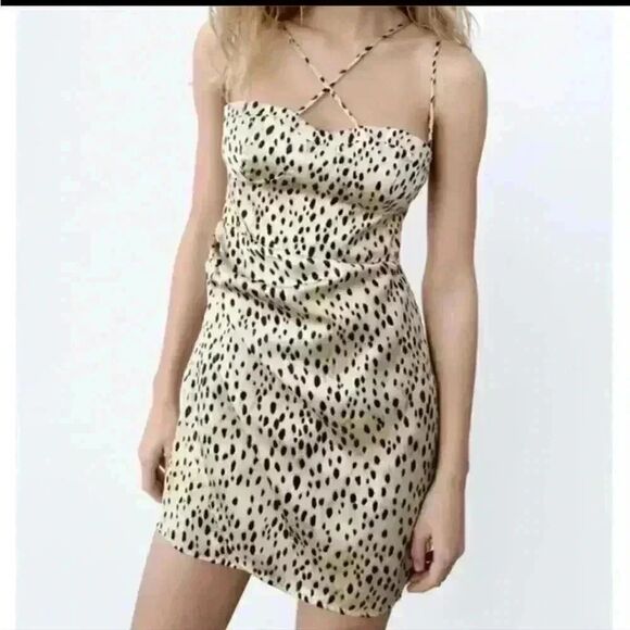 Zara Animal Print Mini Dress Size XS Extra Small - Picture 1 of 13